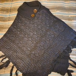 Navy blue sweater shaw